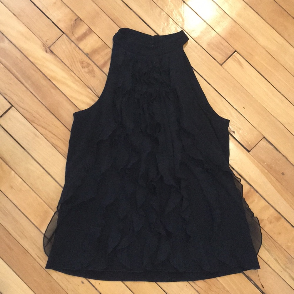 Black ruffled blouse